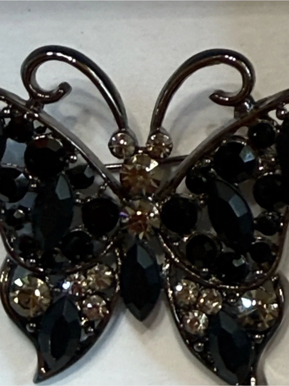 Black Crystal Butterfly Brooch - Pin Women's Accessory Accent